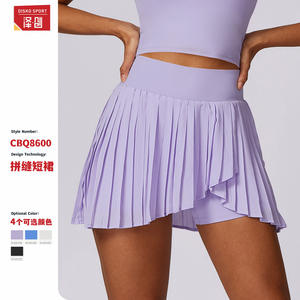 Shorts plissés pour femmes Disko Sport, séchage rapide, taille haute, shorts de sport athlétiques, couleur unie, vêtements de sport pour femmes - Product Image 3