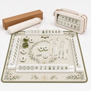 Aesthetic Cream Olive Botanical American Mahjong Mat Non-Slip Waterproof Table Cover with Rules Guide for Card Games - Product Image 3