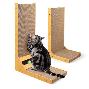 Kayu Premium dan kertas bergelombang papan penggaruk kucing berbentuk L ganda digunakan mainan kucing interaktif dikemas dalam karton - Product Image 5