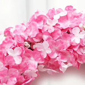 घर की वसंत ग्रीष्म सजावट के लिए सुंदर रंगीन 42 सेमी गुलाबी कृत्रिम पुष्पांजलि हाइड्रेंजिया पंखुड़ी सजावटी पुष्पांजलि