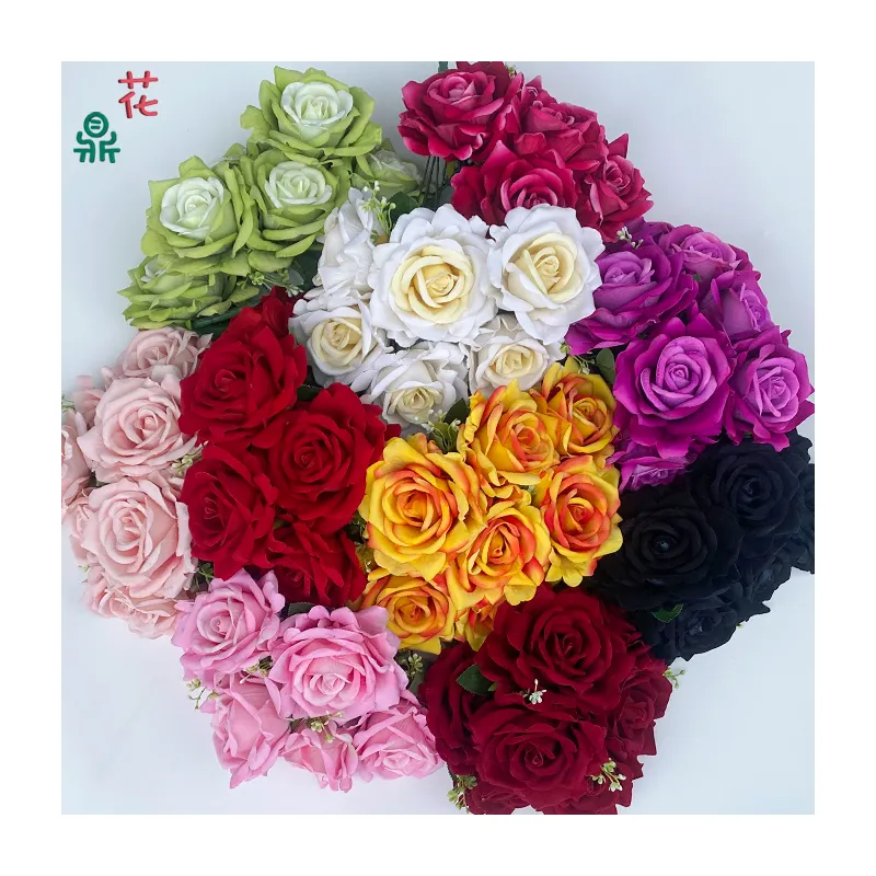 7 First High Branch Rich Rose Cross-Border Foreign Trade Wholesale Artificial Flowers Home Decoration Silk Flowers