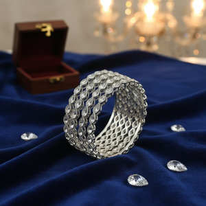 <b>Silver</b> Plated Crystal Stone <b>Bangles</b> Set Elegant <b>Bracelets</b> & <b>Bangles</b> - Product Image 3