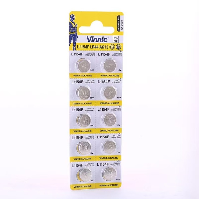 Vinnic 1.5V AG13 LR44 Lithium Button Coin Cell Battery 3-Year Shelf Life 15mA Pulse Drain for Power Tools Home Appliances
