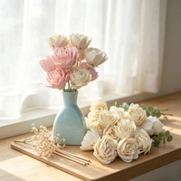 Fleur de tulipe en bois de Sola de 4 cm, faite à la main, écologique, décoration d'intérieur pour le printemps, la fête des mères, Pâques, mariage