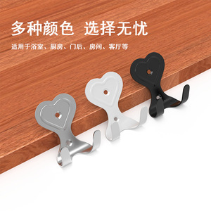Heart Shaped Double <b>Hook</b> Iron Wall Mount For Cabinet Door Wardrobe Bathroom Kitchen Use Modern Simple Design - Product Image 2