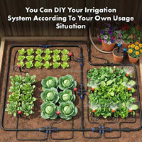 Système d'irrigation goutte à goutte 230FT, kit d'irrigation goutte à goutte à connexion rapide avec accessoires de tuyauterie d'irrigation de 1/4" et 1/2" pour bacs surélevés