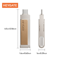 Clé USB Heygate portable 32 Go 64 Go 128 Go 256 Go OTG en métal USB 3.2 Gen1 haute vitesse double interface pour téléphone, ordinateur portable et PC