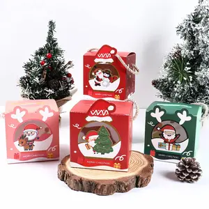 Cajas de galletas de Navidad Contenedores de galletas Cajas de dulces de regalo con ventana Galleta Contenedores de fiesta de Navidad para golosinas