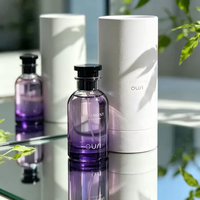 Botellas de Perfume Redondas de Vidrio Vacías de Alta Calidad y Lujo, 30ml 50ml 100ml, con Sello Dorado Esmerilado para Exhibición de Cosméticos