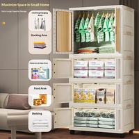 Armoire de rangement pliable en plastique écologique extra-large 6680, sans assemblage, multi-niveaux, pour salon