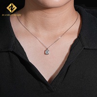 Collier tendance en argent 925 avec pendentifs taille émeraude et moissanite GRA pour femme