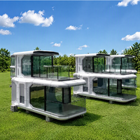 Maison préfabriquée de luxe moderne en acier et verre, cabine capsule spatiale pratique, hébergement mobile écologique, hôtels préfabriqués pour le tourisme