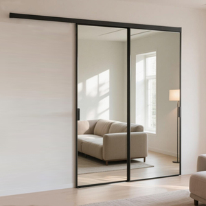 Sistema di porte scorrevoli <span class=keywords><strong>a</strong></span> <span class=keywords><strong>specchio</strong></span> HDSAFE con chiusura morbida in alluminio porte scorrevoli singole appartamento soggiorno interno <span class=keywords><strong>porta</strong></span> in vetro - Product Image 2