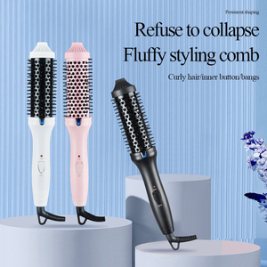 Pliable Cheveux Bigoudi Brosse Droite <span class=keywords><strong>Curl</strong></span> Fer À Friser Perm Cheveux Peigne Poire Fleur Électrique Ronde Brosse Bouton Intérieur Frange - Product Image 1