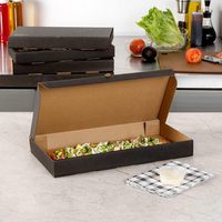 Boîtes à emporter pour pain plat, boîtes à pizza robustes en carton ondulé - Conception E-Flute, système de fermeture à languettes, boîtes à pizza en papier kraft et noir