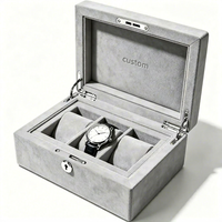 Boîte de rangement pour montres de qualité supérieure, personnalisée, verte, à 3 emplacements, doublée de velours, avec logo personnalisé pour les collectionneurs de montres