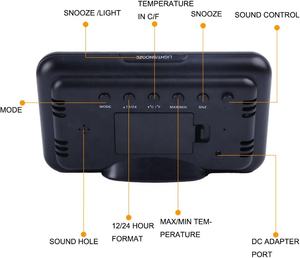 Réveil de prévisions météorologiques numériques contrôlé par le son avec température, fonction heure/jour/calendrier/répétition moderne - Product Image 3