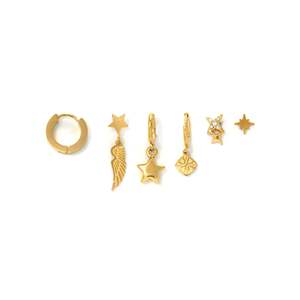 Golden Star <b>Wing</b> Charm <b>Earrings</b> 316L Stainless Steel PVD Plated Sustainable Resistant Fashion Jewelry Set - Product Image 1