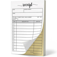 Carnet de reçus autocopiants pour petites entreprises de boutique, 2 feuillets, pour commandes et factures