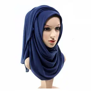 Lenço para cabeça feminino hijab, camisa de malha, envoltório, cachecol