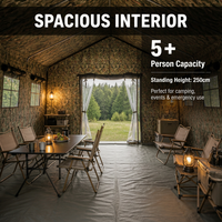 Tente gonflable imperméable à colonnes d'air, camouflage woodland, grand abri de camping pour 5+ personnes, PVC, pour événements extérieurs, urgence, installation rapide