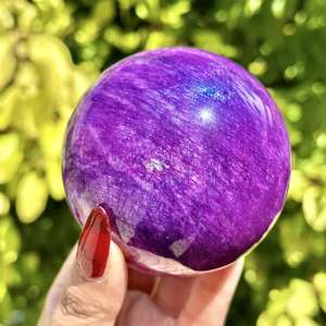 Esfera de Piedra Lunar Púrpura Natural Impresionante al por Mayor, Esfera Pulida Bohemia para Decoración del Hogar y Colección - Product Image 3