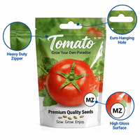 Sachet d'emballage personnalisé pour graines de tomates, résistant à l'humidité, pochette verticale pour graines de légumes, vente en gros B2B, direct usine