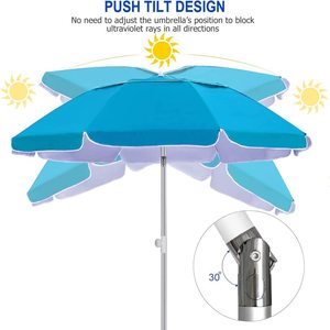 <span class=keywords><strong>Sombrilla</strong></span> de <span class=keywords><strong>playa</strong></span> plegable con mecanismo de inclinación portátil de diseño personalizado de gran tamaño de fabricación de 6,5 pies con logotipo impreso para exteriores - Product Image 2