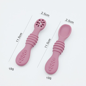 Juego de cucharas de silicona <span class=keywords><strong>para</strong></span> bebés, vajilla de silicona <span class=keywords><strong>para</strong></span> niños, <span class=keywords><strong>cuchara</strong></span> de comida auxiliar, suministros especiales <span class=keywords><strong>para</strong></span> madres e hijos <span class=keywords><strong>para</strong></span> comer - Product Image 4