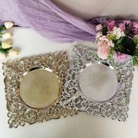 Assiettes de présentation carrées européennes en argent de haute qualité pour la décoration de banquets de mariage
