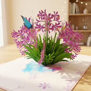 Carte de vœux personnalisée en papier origami floral 3D, papillon, fleurs roses, design musical en croix, pour la maison - Viet-craft - Product Image 3