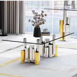 Europäischer <span class=keywords><strong>TV</strong></span>-Tisch mit Luxuriöser Metallbasis Glas und Edelstahl für Zuhause Schlafzimmer Küche Esszimmer mit Aufbewahrungsfunktion - Product Image 5