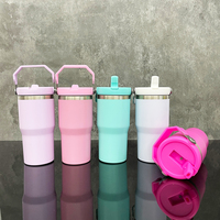 RTS 20oz étudiant mini mignon macaron mat couleur bonbon gobelet à sublimation bouteille d'eau d'extérieur pour enfants avec poignée supérieure en paille étanche