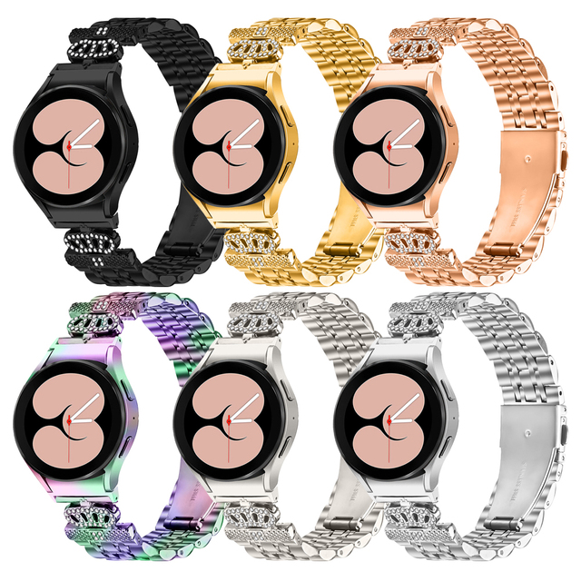 Enjoy Pretty Stainless Steel 7 Beads Bracelet Watch Strap for Samsung Watch 7/ 6/ 5/ 4 FE Watch Strap