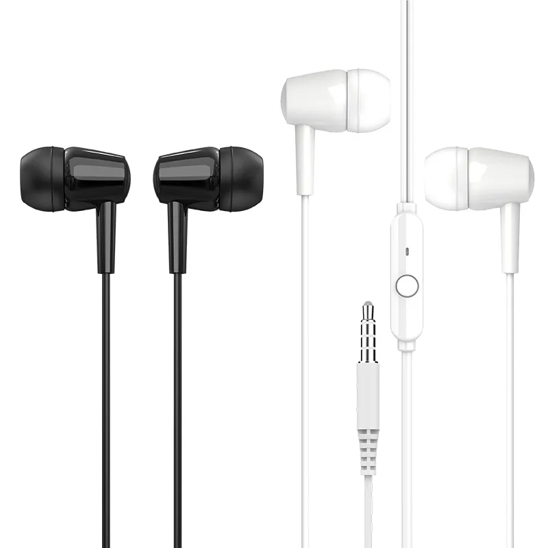 3.5mm in ear earplug buds HD microphone explosive bass wired music earphone sports hifi stereo wire earphones
