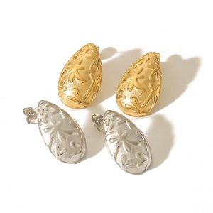 ต่างหูสตั๊ดรูปทรงหยดน้ำสแตนเลสสตีลชุบทอง 18k เหล็กไทเทเนียมสำหรับผู้หญิงแฟชั่นเครื่องประดับ TE6930-G - Product Image 3