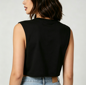 Wholesale Custom Logo Loose Sleeveless <b>Crop</b> <b>Top</b> Soft Breathable T-shirt Fitness Gym Sports Yoga Tank <b>Tops</b> For Teen Girls - Product Image 3