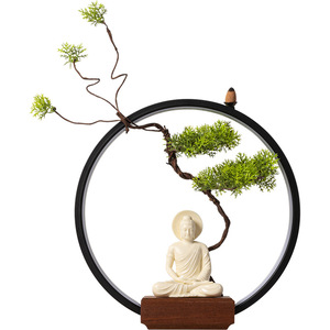 Statuette in Ceramica di Buddha Sakyamuni, Ornamenti Piccoli di Buddha Tathagata, Decorazione Zen per Casa e Sala da Tè, Anello Luminoso Antico Verde - Product Image 5