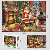 Puzzle Jigsaw Kertas Bertema Natal Lintas Negara 1000 Potong untuk Dewasa, Mainan Perakitan Penghilang Stres, Kotak Warna PC, Hadiah