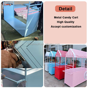 Carrito de Dulces Decorativo para Bodas y Cumpleaños, Carrito de Hierro Rojo para Exhibición de Pasteles con Ruedas Móviles, Carrito de Dulces Desmontable - Product Image 5