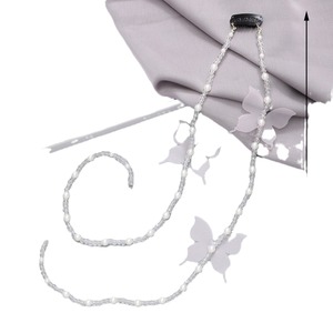 New Pearl Two-in-One Lace <span class=keywords><strong>Ribbon</strong></span> Headband Elegante <span class=keywords><strong>Long</strong></span> Bow Cabelo Acessório Versátil Borboleta Hairband para penteados trançados - Product Image 5