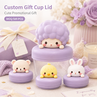 Décoration de couvercle de bouteille en PVC souple personnalisée, adorable mouton en silicone, couvercle de pot 3D en forme d'animal, figurine