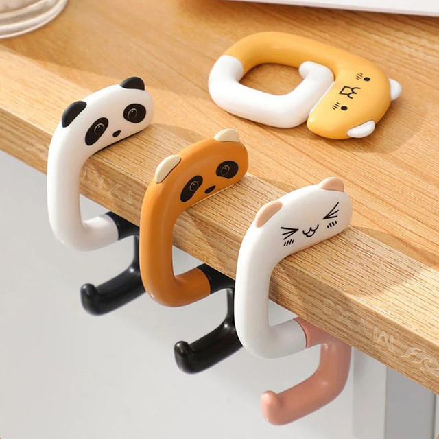 New Travel Portable Plastic Bag Cute Animal Hook for Hanging Decorative Table Purse Bag Hooks Wall Hanger Holder Handbag Hanger
