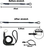 Ligne d'amarrage élastique noire de 4 pieds avec amortisseur intégré et clip en acier inoxydable – Accessoires pour bateaux, kayaks, jet-skis, canoës et bateaux à moteur