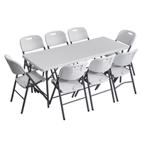 Chaises et tables de jardin pliantes blanches modernes Rangement pratique pour les événements en plein air Banquets Ateliers Cuisines Écoles