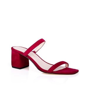 Sandalias de tacón grueso para mujer, con punta cuadrada, correa sexy, talón abierto, plantilla de PU, para fiesta, verano, moda - Product Image 1