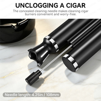 CIGARLOONG Tube à cigarettes multifonctionnel portable en métal avec porte-cigare et aiguille à cigare