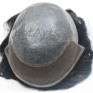 Tupé Económico para Hombre <span class=keywords><strong>con</strong></span> Base de Piel Fina y Frente de Encaje, Directo de Fábrica, 100% Cabello Remy Europeo, Rubio, Ondulado Medio - Product Image 6