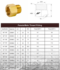 Raccord de tuyauterie fileté mâle-femelle en laiton 3/8'' * 1/4'', adaptateur de tuyauterie marine, raccord réducteur pour yacht, fabriqué à Taïwan - Product Image 2