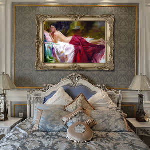 Riproduzione fatta a mano stile tradizionale Sissi principessa figura ritratto dipinto tela cornice legno parete arte - Product Image 4